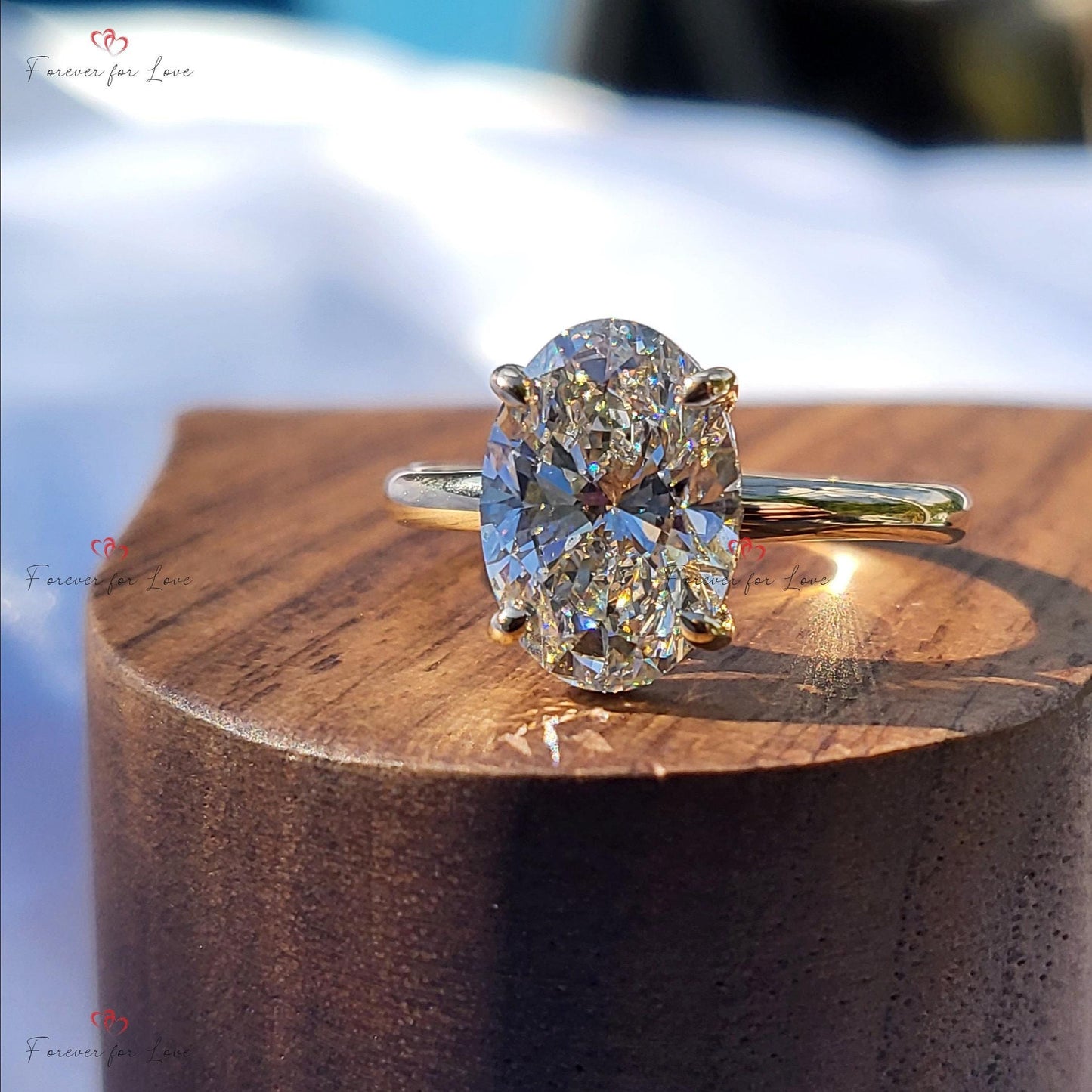 2,5 Karat ovaler Diamant Solitär Verlobungsring Oval cut Moissanite engagement ring in 935 Argentium Silber — custom handcrafted by Forever For Love