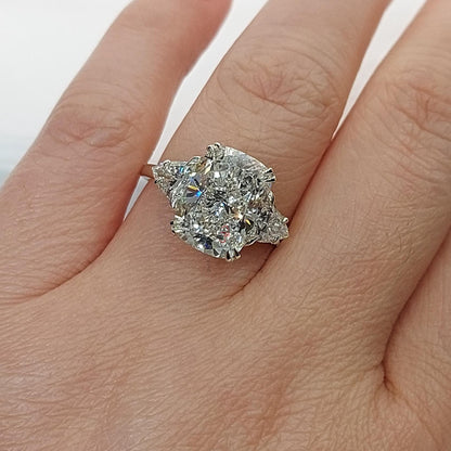IGI Certified Cushion Lab Diamond Three Stone Ring