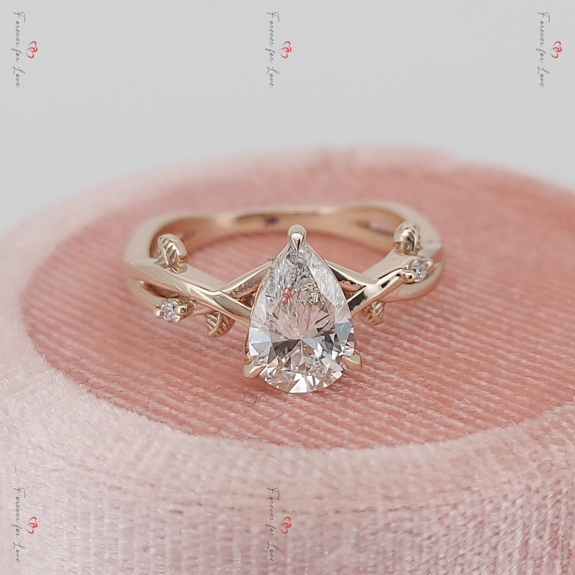 3 Ct IGI Certified Pear Lab Diamond Engagement Ring