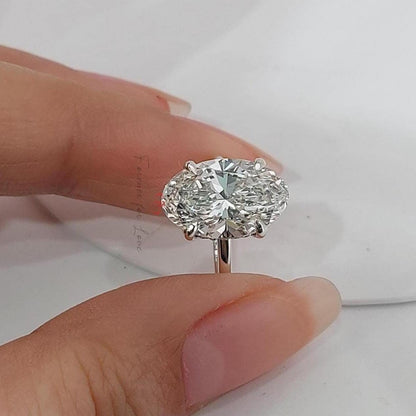 3 Ct Oval Lab Diamond Solitaire Engagement Ring