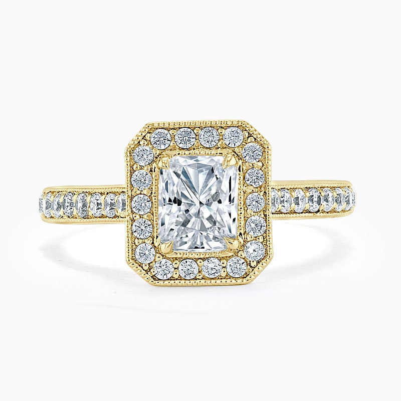 Radiant Diamond, Moissanite Halo Engagement Ring