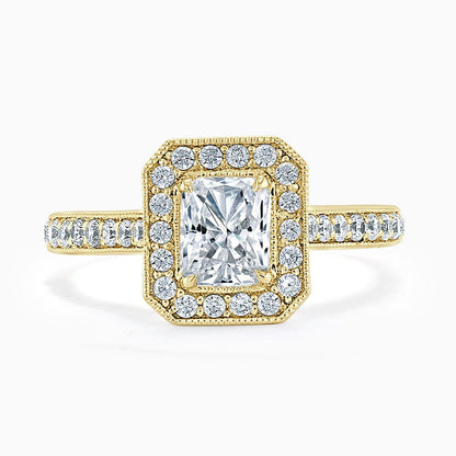 Radiant Diamond, Moissanite Halo Engagement Ring