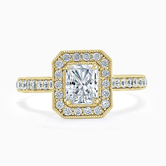 Radiant Diamond, Moissanite Halo Engagement Ring