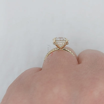 3 Ct Round Lab Diamond Hidden Halo Engagement Ring