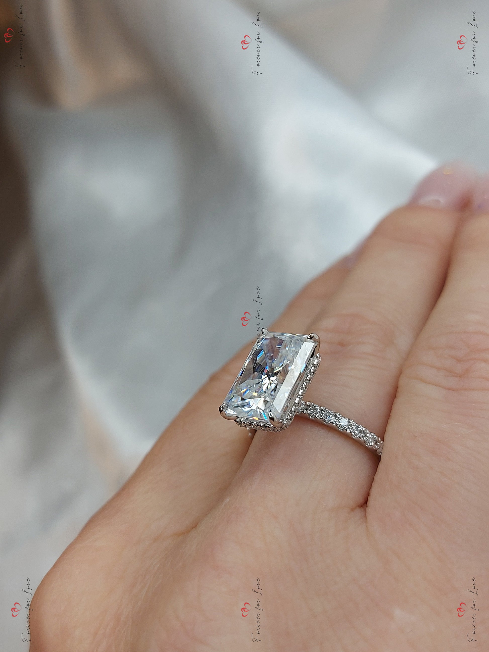 5 Ct Radiant Moissanite Solitaire Engagement Ring