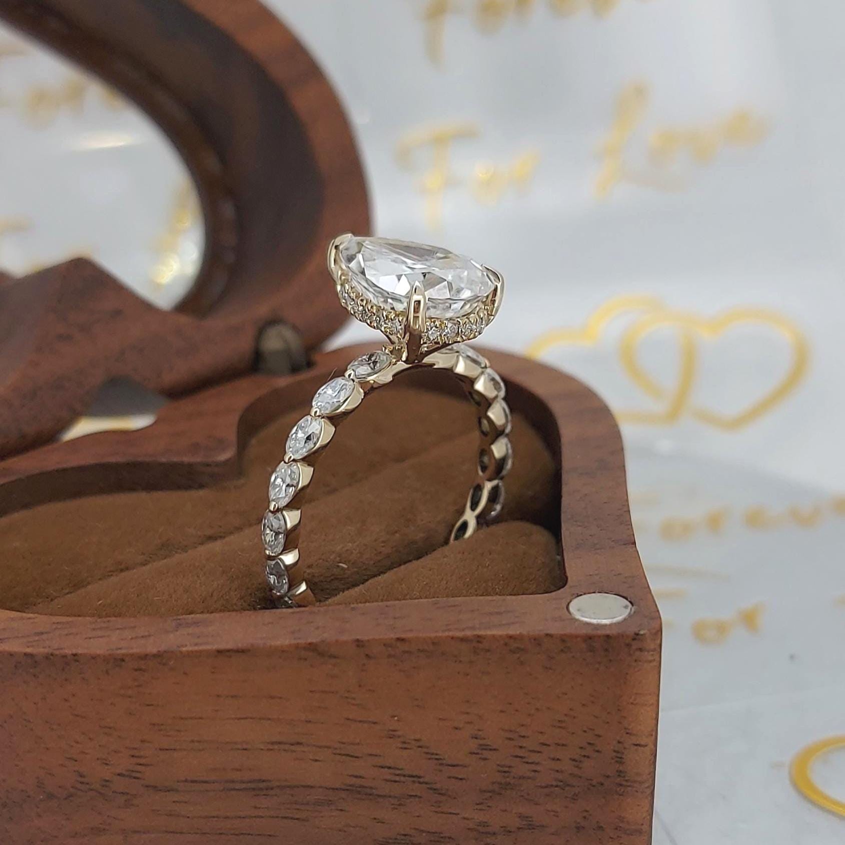 3.5 Ct Oval Diamond, Moissanite Hidden Halo Engagement Ring