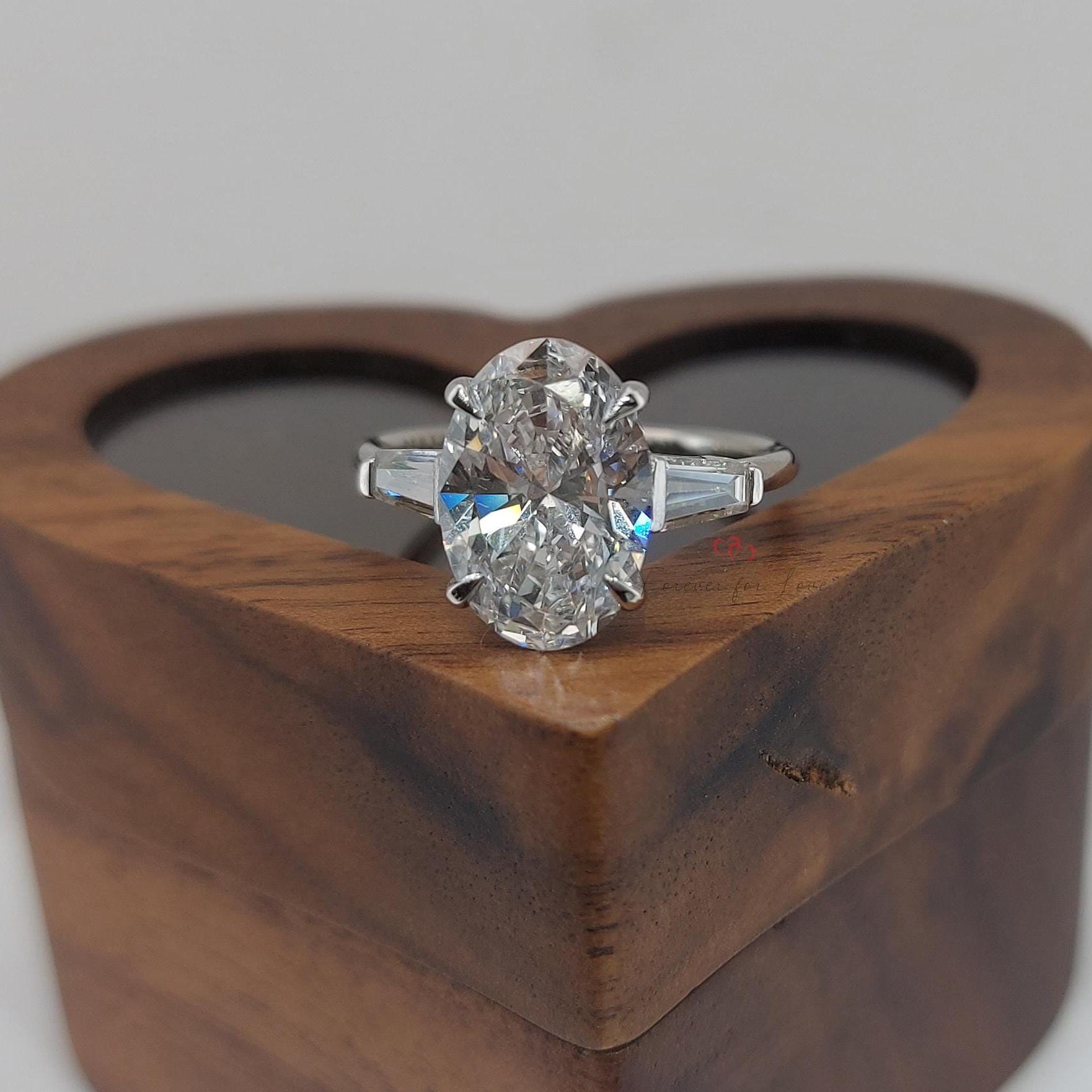 4 Ct IGI Certified Oval Diamond Three Stone Engagement Ring