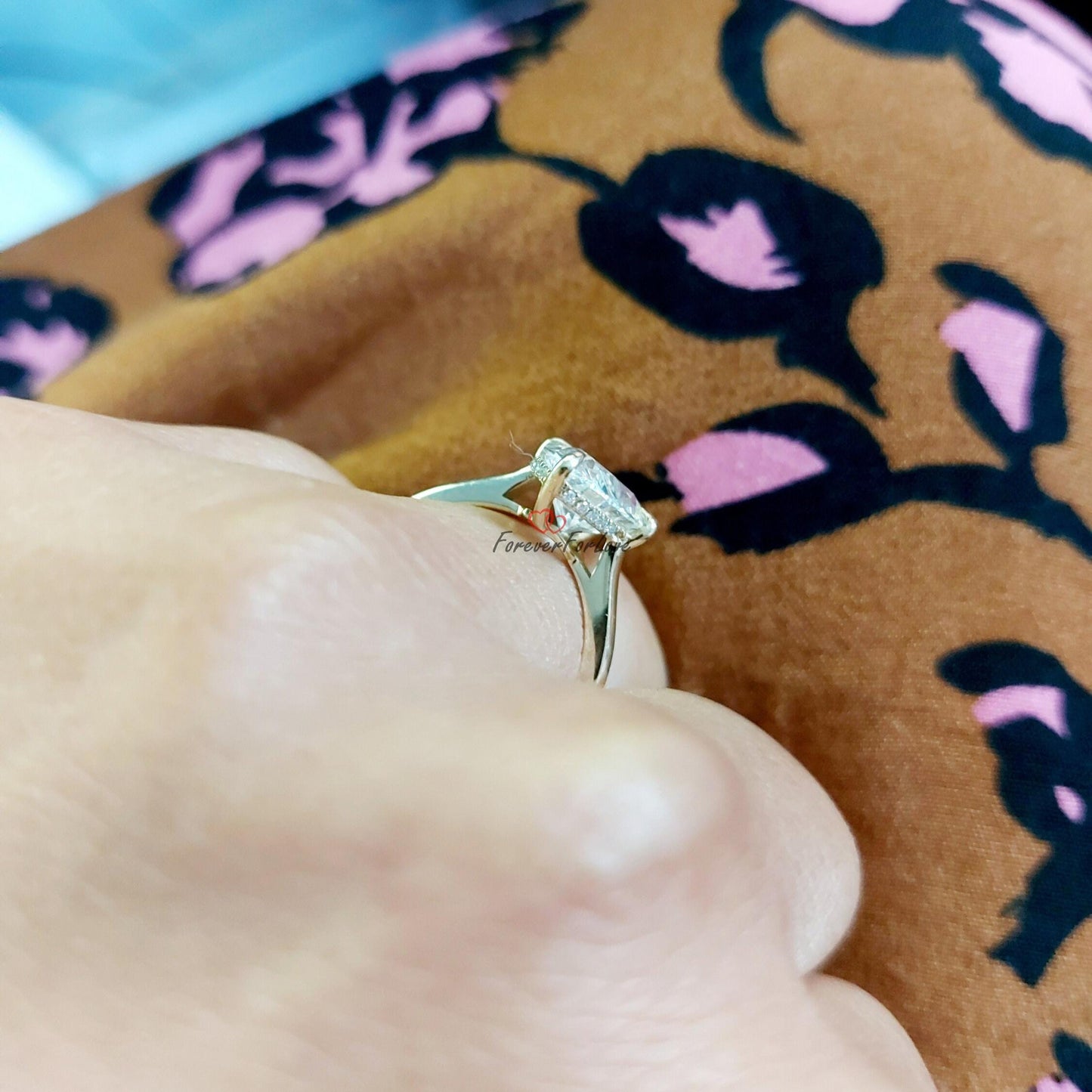 3 Ct Oval Lab Diamond Engagement Ring with Accents Oval cut 1Ct Moissanite Brilliant Cut engagement ring in 935 Argentium Silver — custom handcrafted by Forever For Love