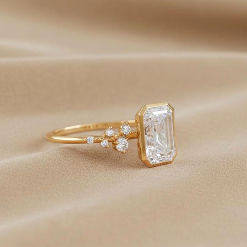 2 Ct IGI Certified Emerald Lab Diamond Engagement Ring Emerald cut Moissanite engagement ring in Gold or Platinum — custom handcrafted by Forever For Love