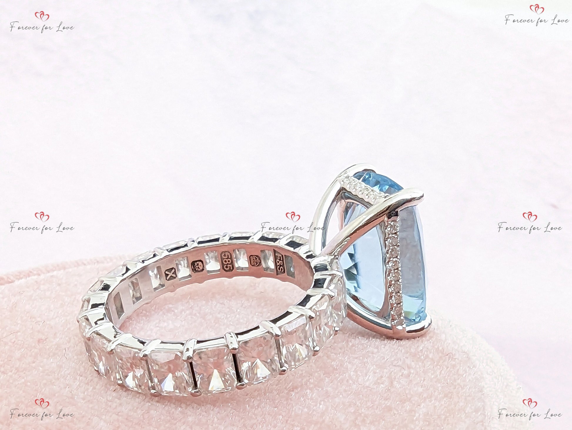Radiant Diamond, Aquamarine Engagement Ring
