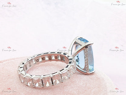 Radiant Diamond, Aquamarine Engagement Ring