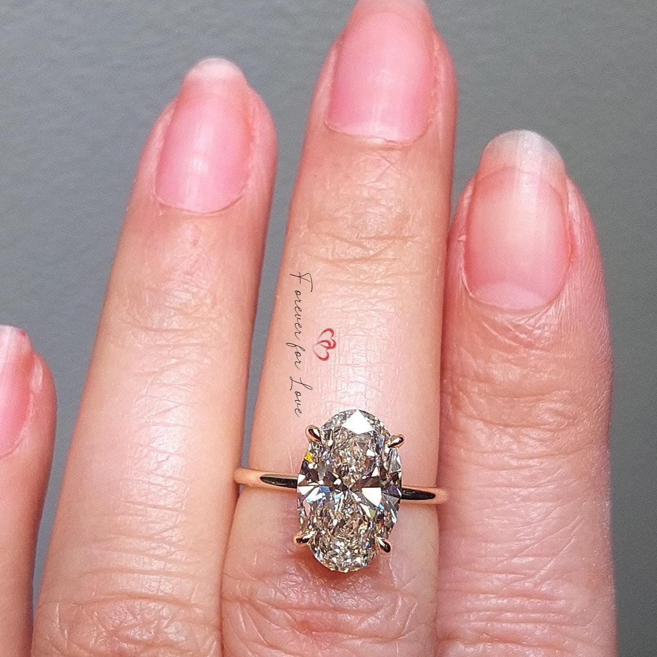5 Ct IGI Certified Oval Lab Diamond Solitaire Engagement Ring