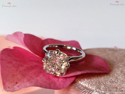 4 Ct IGI Certified Cushion Lab Diamond Hidden Halo Engagement Ring