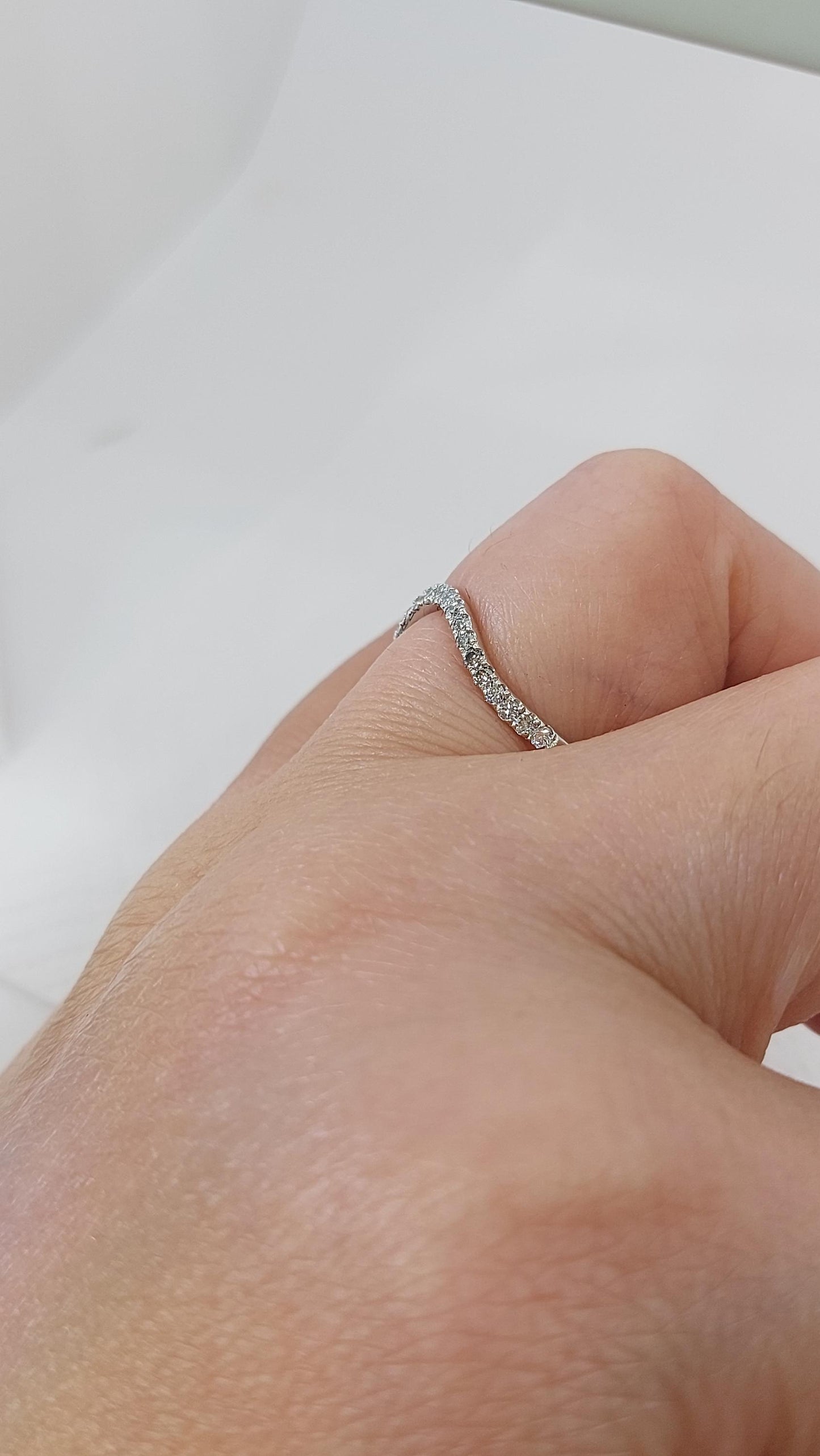 Solid gold Curvy Half Eternity Ring, stacking UK Hallmark Wedding Band- Diamond wedding band - matching wedding band Round cut Moissanite Brilliant Cut engagement ring in 935 Argentium Silver — custom handcrafted by Forever For Love