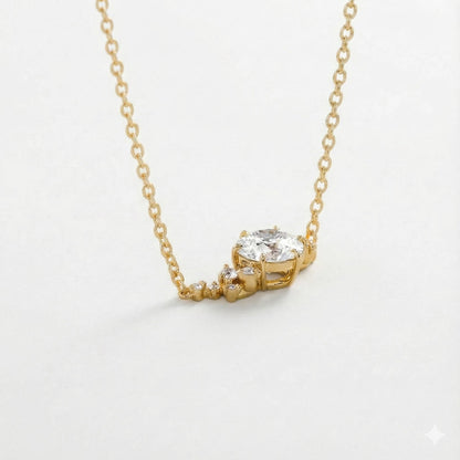 1,5 Karat E/VVS2 IGI-zertifizierter, runder Brillant im Idealschliff, Solitaire-Anhänger mit Kette. 14k Weißgold, im Labor gezüchteter Diamant