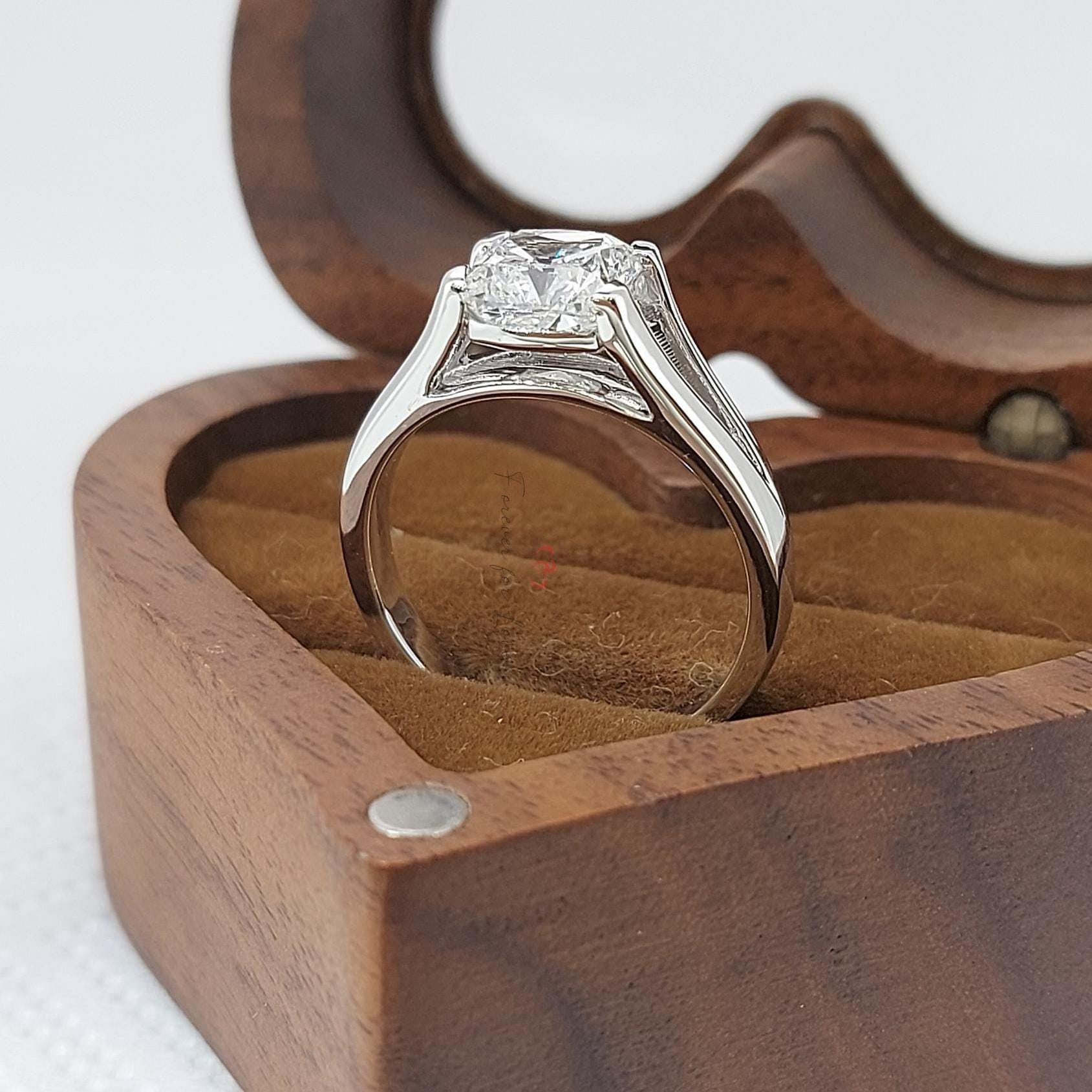 2 Ct Cushion Lab Diamond Solitaire Engagement Ring