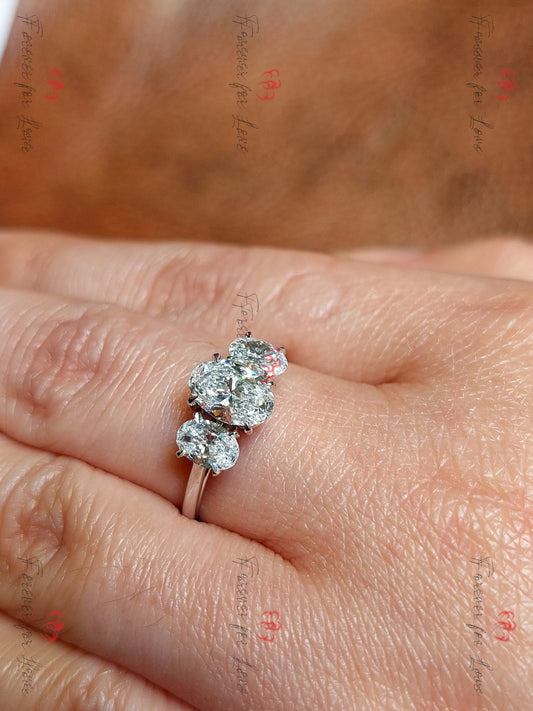 2 Ct Oval Diamond Three Stone Engagement Ring