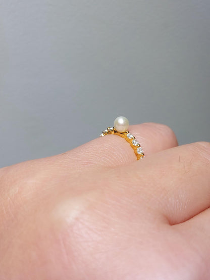 Natural Diamond, Pearl Half Eternity Band