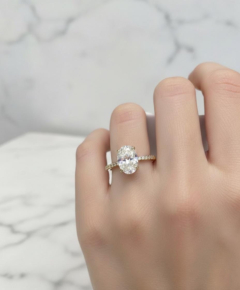 1.8 Ct IGI Certified Oval Lab Diamond Solitaire Engagement Ring Oval cut 1Ct Moissanite Brilliant Cut engagement ring in 935 Argentium Silver — custom handcrafted by Forever For Love