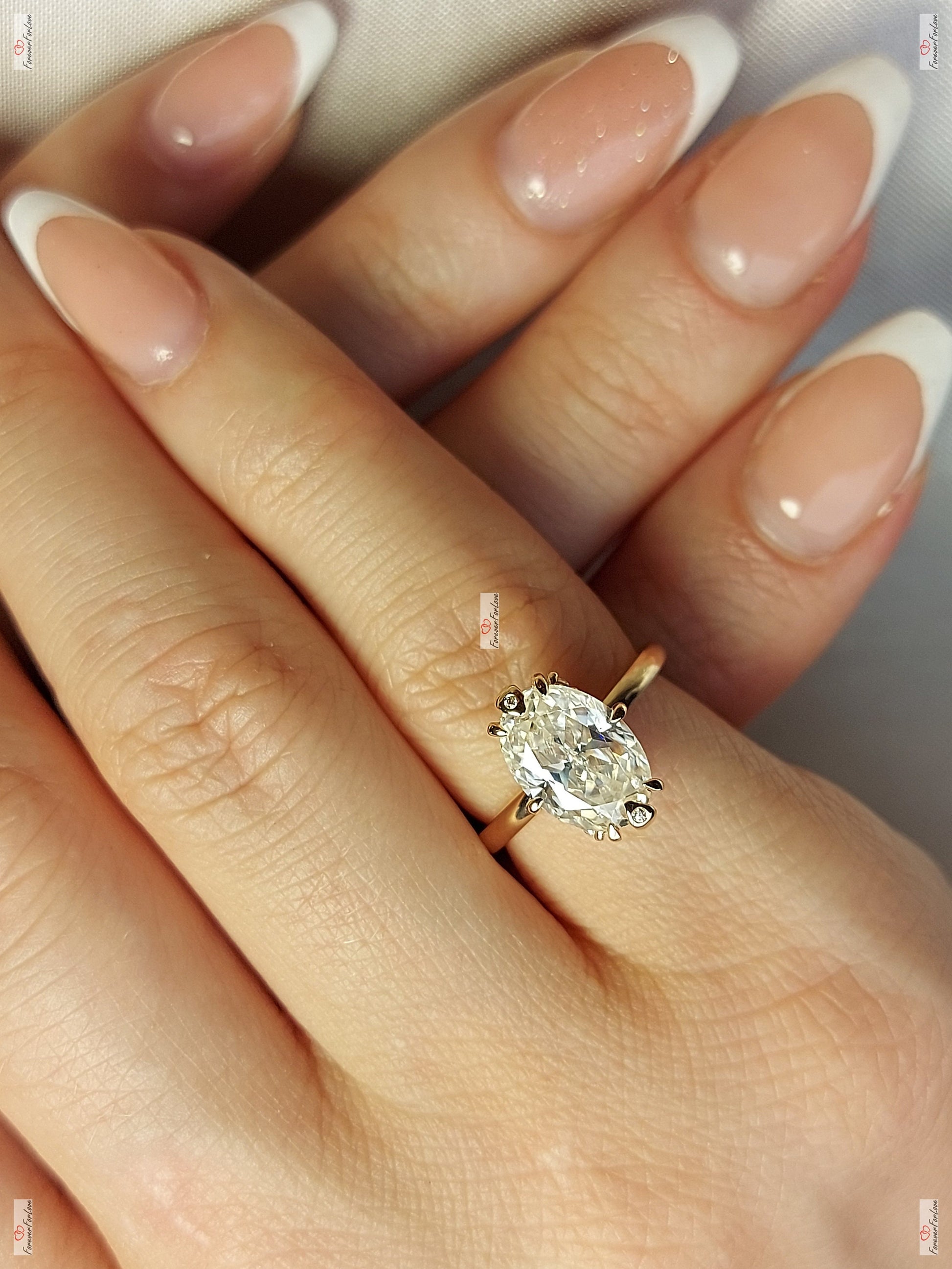 1 Ct Oval Natural Diamond Solitaire Engagement Ring