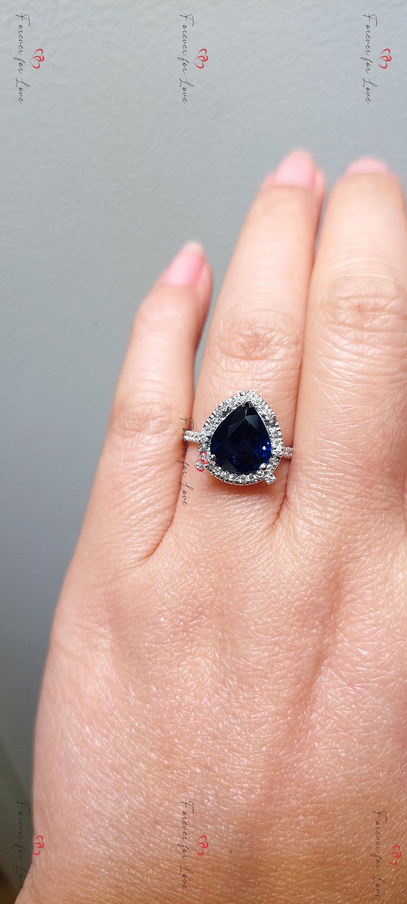 3.6 Ct Blue Diamond, Sapphire Engagement Ring