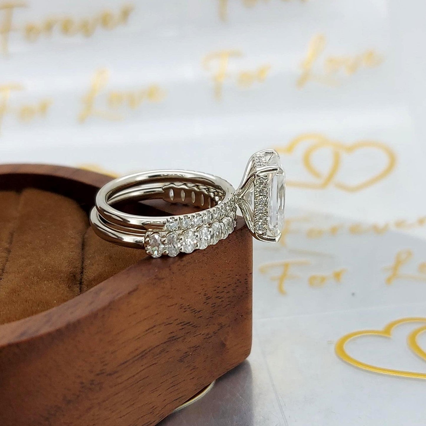 2.5 Ct Radiant Moissanite Eternity Ring Radiant cut Moissanite Brilliant Cut engagement ring in 935 Argentium Silver — custom handcrafted by Forever For Love