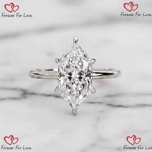 3 Ct IGI Certified Marquise Lab Diamond Hidden Halo Engagement Ring