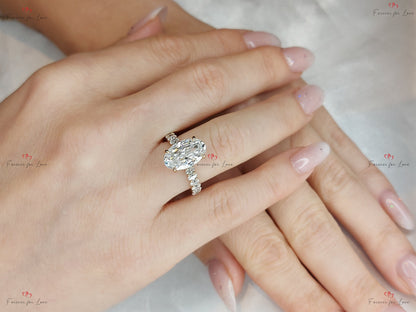 Oval Moissanite Hidden Halo Engagement Ring