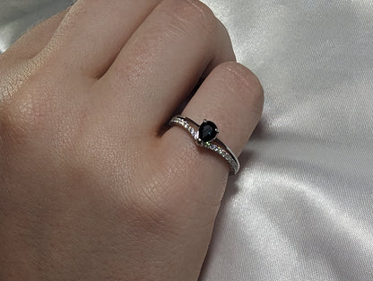 Pear Blue Diamond, Sapphire Engagement Ring