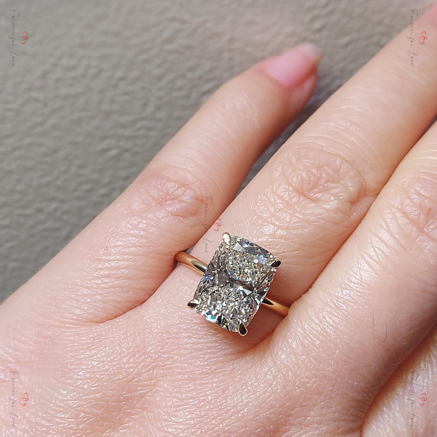 7 Ct Cushion Moissanite Solitaire Engagement Ring Cushion cut 1Ct Moissanite Brilliant Cut engagement ring in 935 Argentium Silver — custom handcrafted by Forever For Love