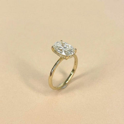 2 Ct IGI Certified Oval Lab Diamond Hidden Halo Engagement Ring