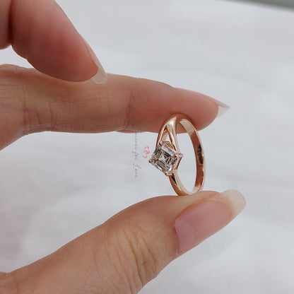 1 Ct IGI Certified Asscher Lab Diamond Halo Engagement Ring