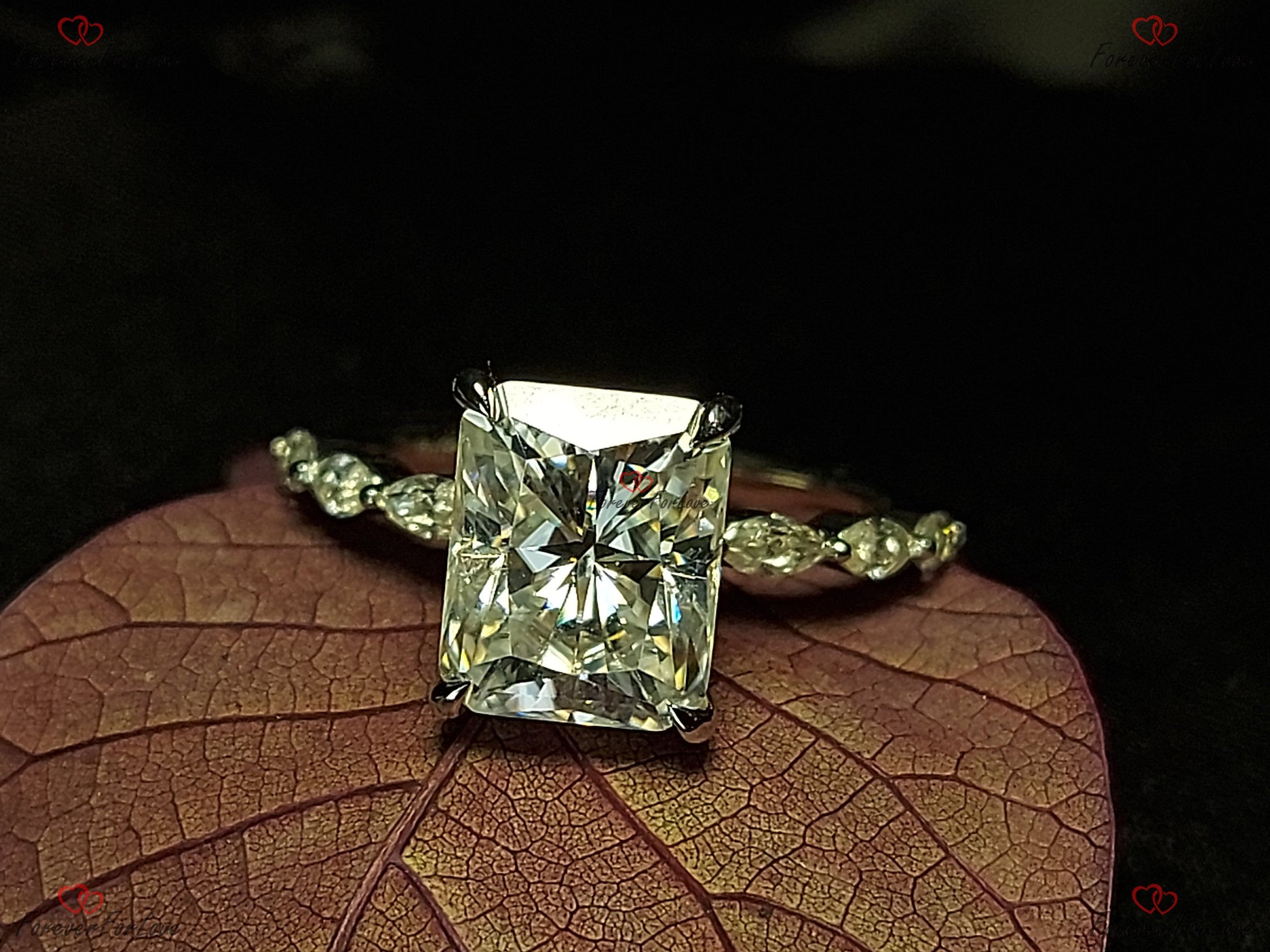 4 Ct Radiant Diamond, Moissanite Engagement Ring