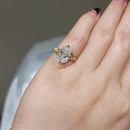 4 Ct Oval Diamond, Moissanite Hidden Halo Engagement Ring