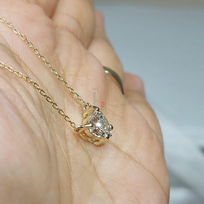 1 Karat zertifizierte Herz Diamant Halskette, 14k Gelbgold, zierlicher minimalistischer Herzanhänger, Diamant Damenkette, besonderes Geschenk für sie.