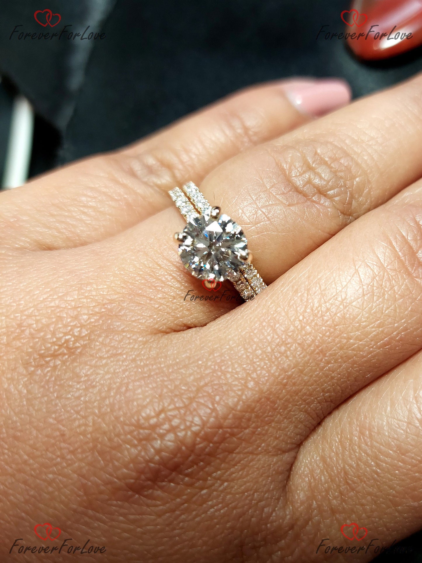 1,82 Karat IGI-zertifizierter runder Labor-Diamant-Verlobungsring Round cut Moissanite engagement ring in 935er Argentium Silber — custom handcrafted by Forever For Love