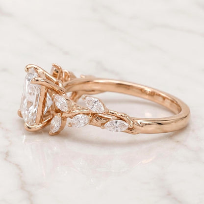 Princess Cut Diamond Nature Inspired Engagement Ring E VVS2 IGI Certified Lab Grown Diamond Ring for Her Unique Anniversary Gift