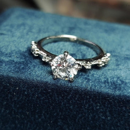 1.10 Ct IGI Certified Round Lab Diamond Three Stone Engagement Ring
