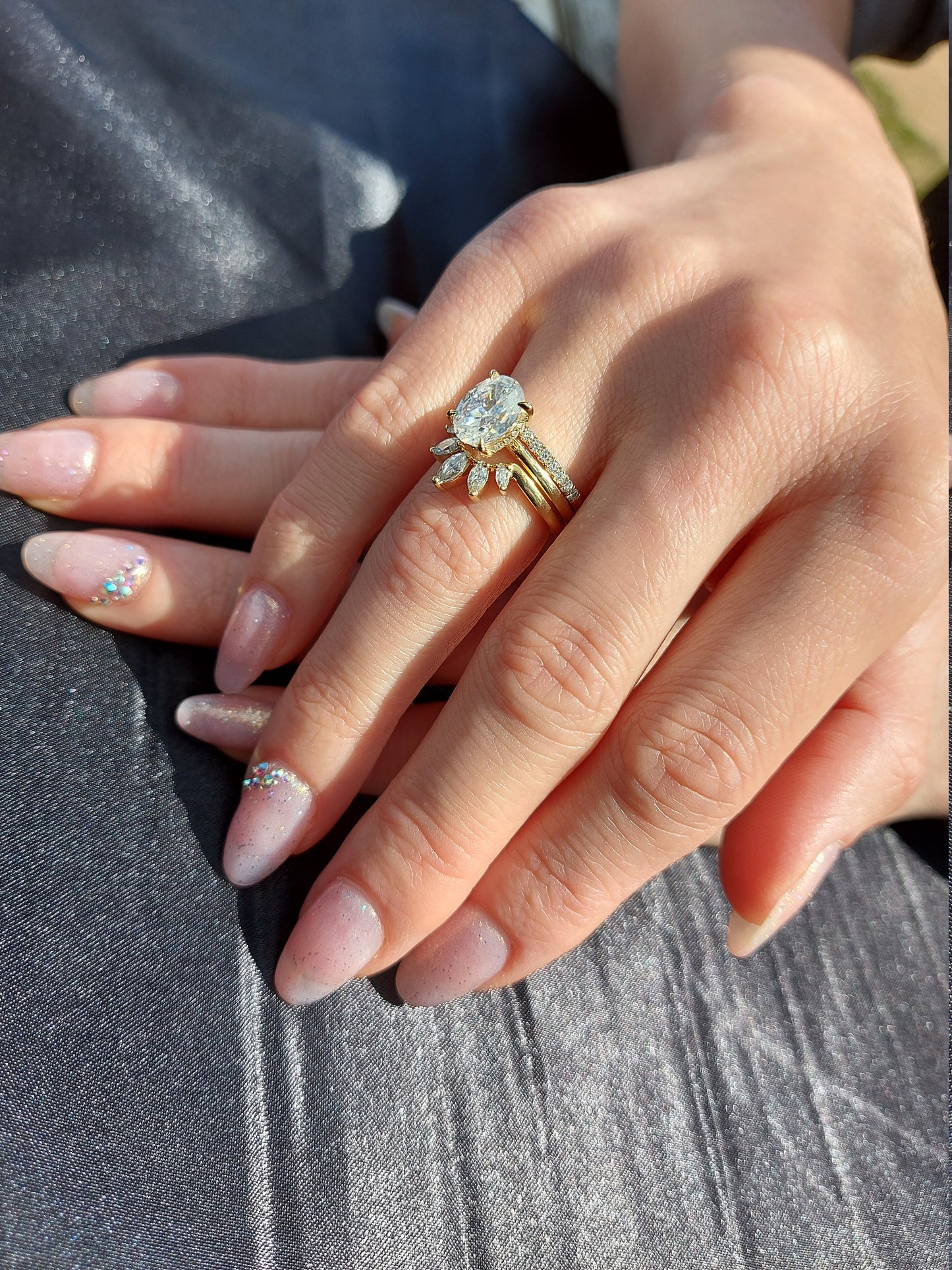 Oval Moissanite Engagement Ring Oval cut Moissanite Brilliant Cut engagement ring in 935 Argentium Silver — custom handcrafted by Forever For Love