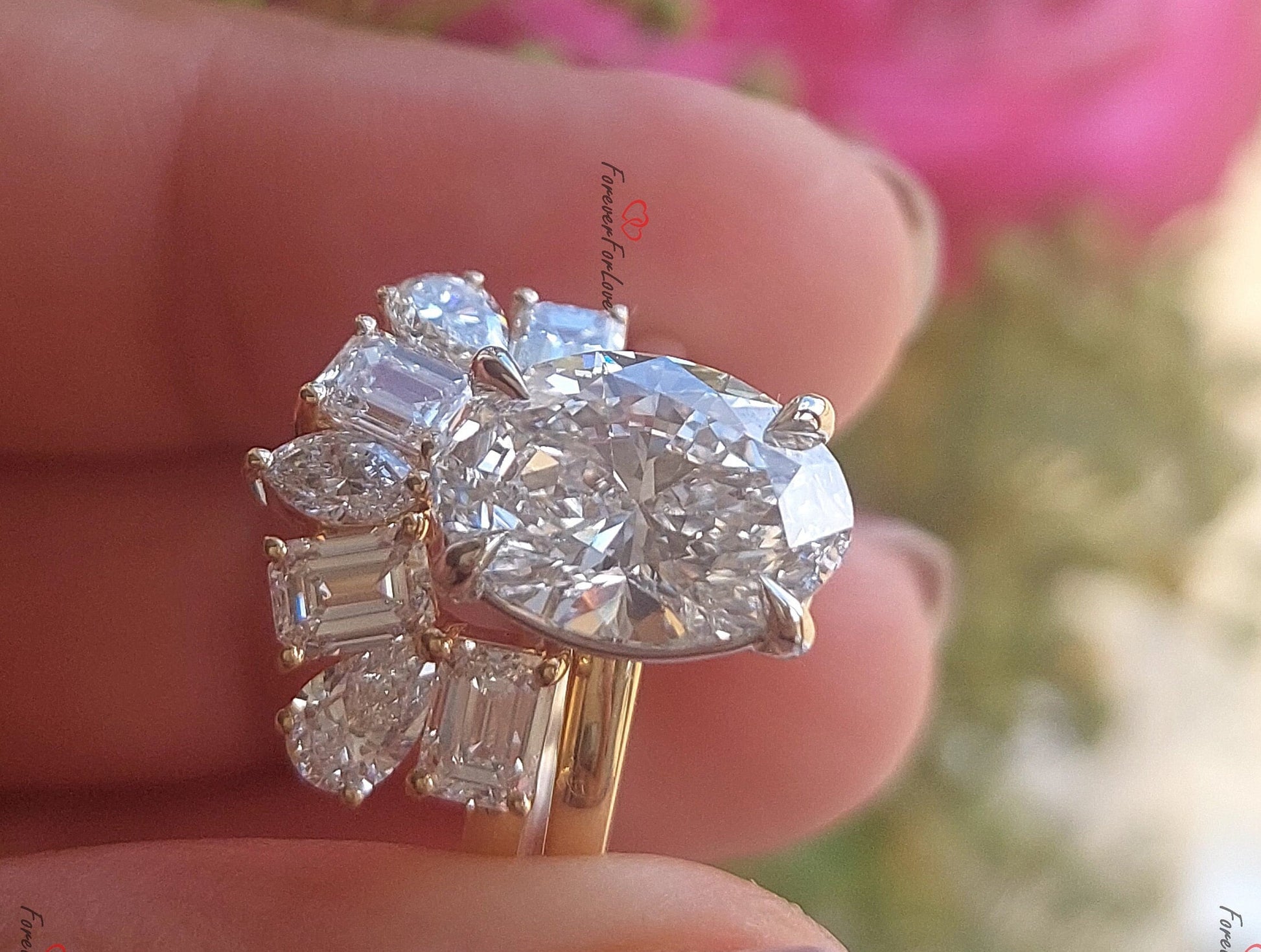 3 Ct IGI Certified Oval Lab Diamond Hidden Halo Engagement Ring