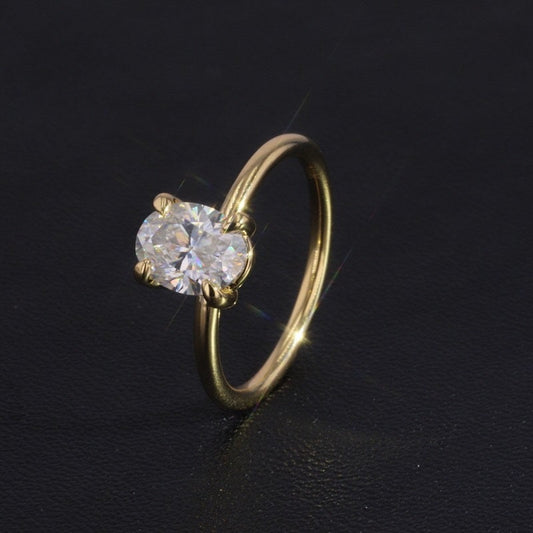 1.5 Ct Oval Diamond, Moissanite Engagement Ring