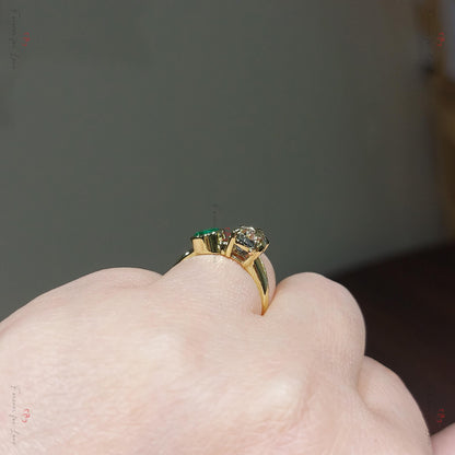 Bicolor Sapphire and Emerald cut Toi Moi Yellow gold Engagement ring, Oval Cut vine Promise Ring, Anniversary Ring, 2Ct Oval Sapphire Ring