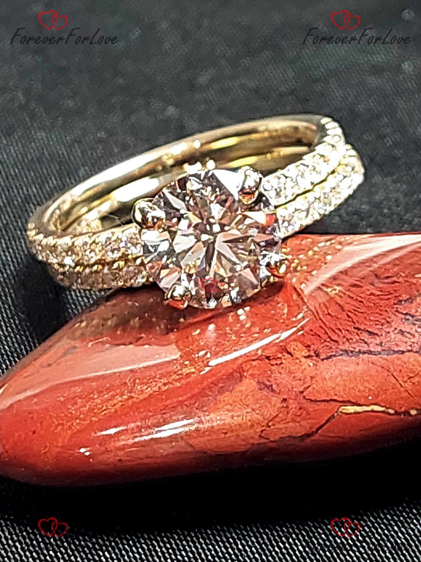 1,82 Karat IGI-zertifizierter runder Labor-Diamant-Verlobungsring Round cut Moissanite engagement ring in 935er Argentium Silber — custom handcrafted by Forever For Love