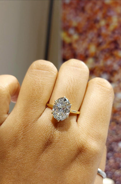 4 Ct IGI Certified Oval Lab Diamond Solitaire Engagement Ring