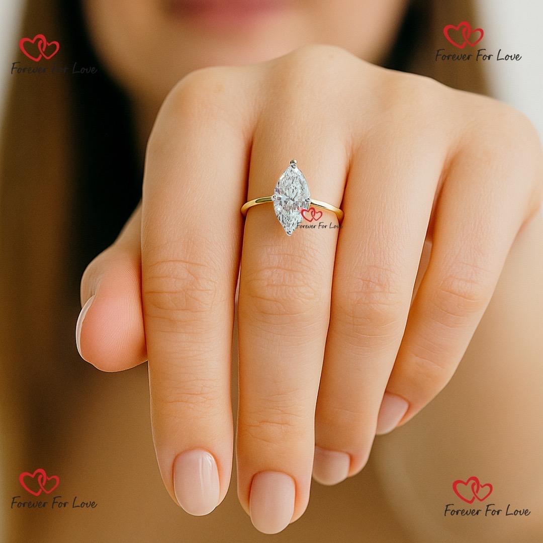 1 Ct IGI Certified Marquise Lab Diamond Engagement Ring