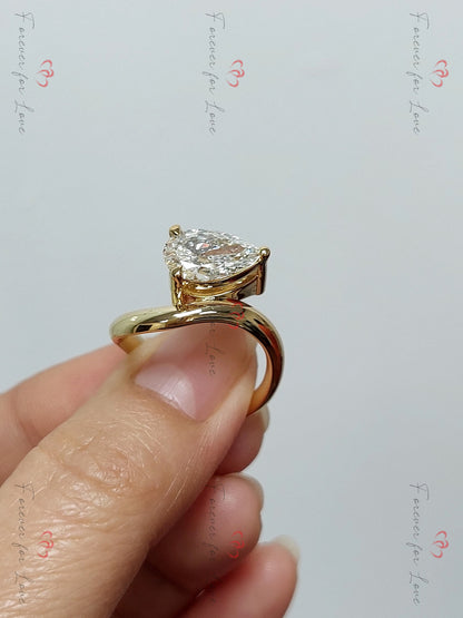 3 Ct Pear Lab Diamond Solitaire Engagement Ring