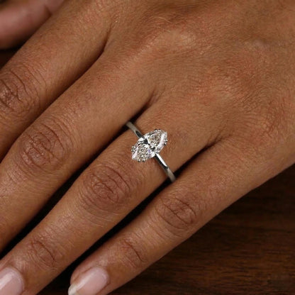 Marquise Lab Diamond Solitaire Engagement Ring