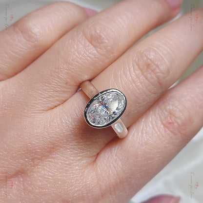 4 Ct Oval Moissanite Halo Engagement Ring