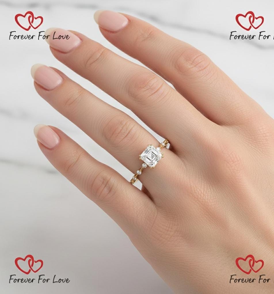 1,5 Karat IGI zertifizierter Asscher Labor-Diamant Verlobungsring Asscher cut Moissanite engagement ring in 935 Argentium Silber — custom handcrafted by Forever For Love