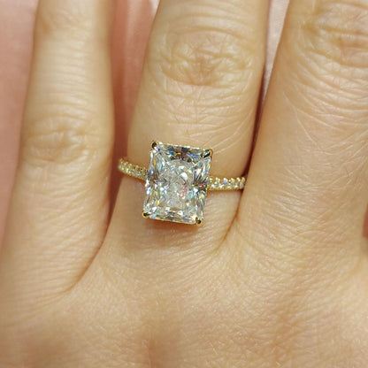 4 Ct Radiant Diamond, Moissanite Eternity Band